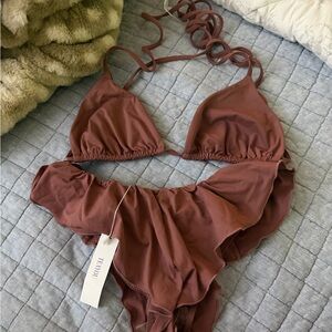 Tea You ruffle Triangle Bikini Set - Women Swim